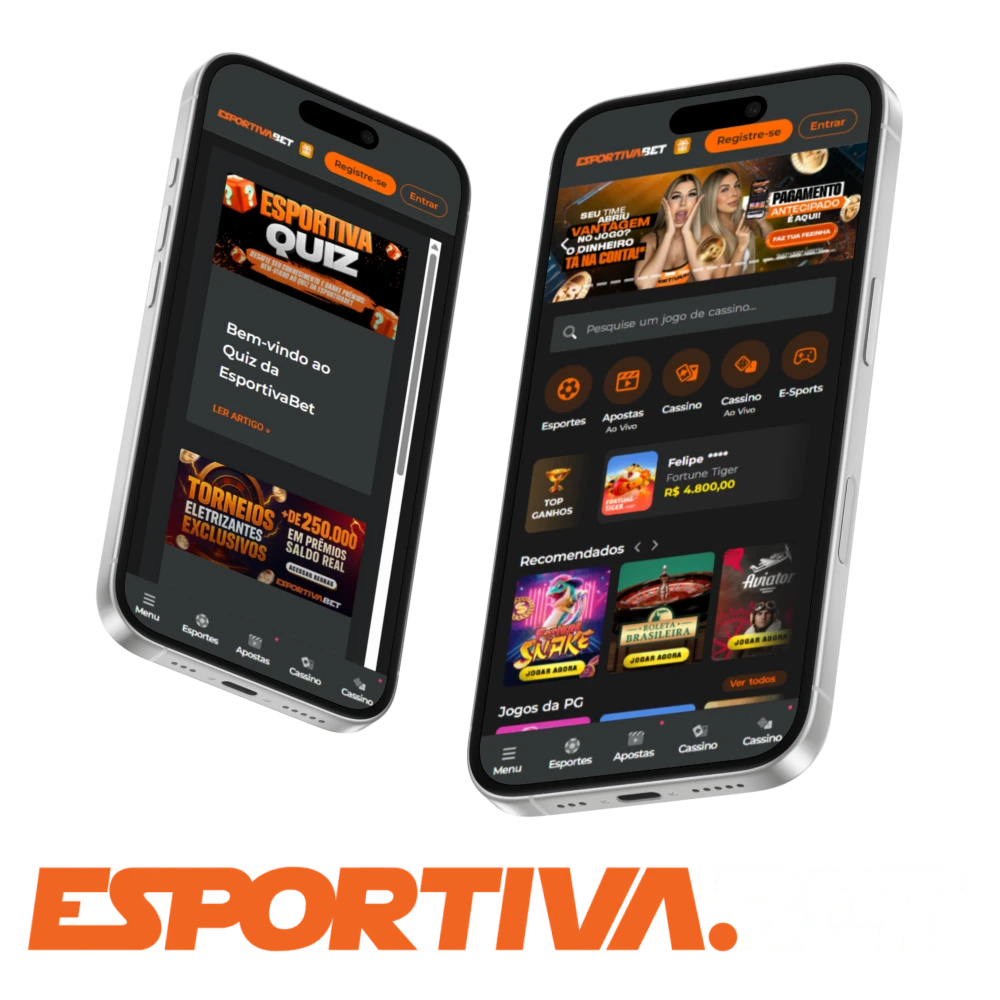 Instalar a aplicação EsportivaBet para dispositivos Android e iOS.