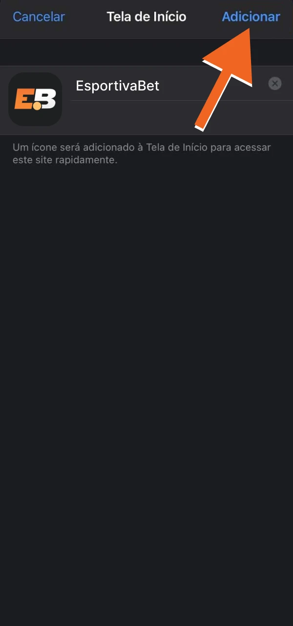Adicione o atalho EsportivaBet ao seu ecrã inicial.