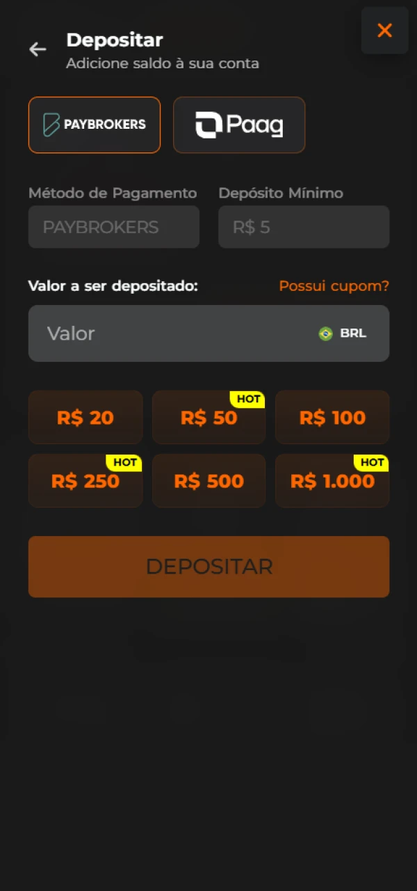 Faça um depósito na sua conta EsportivaBet para começar a jogar.