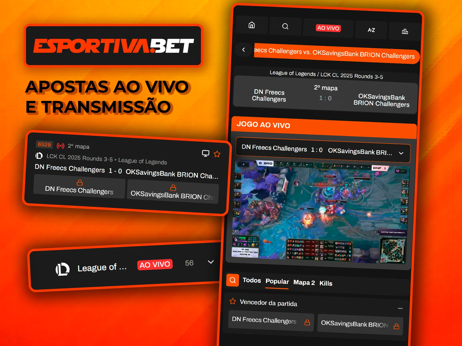 Assista a transmissões ao vivo e faça apostas em eSports na EsportivaBet.