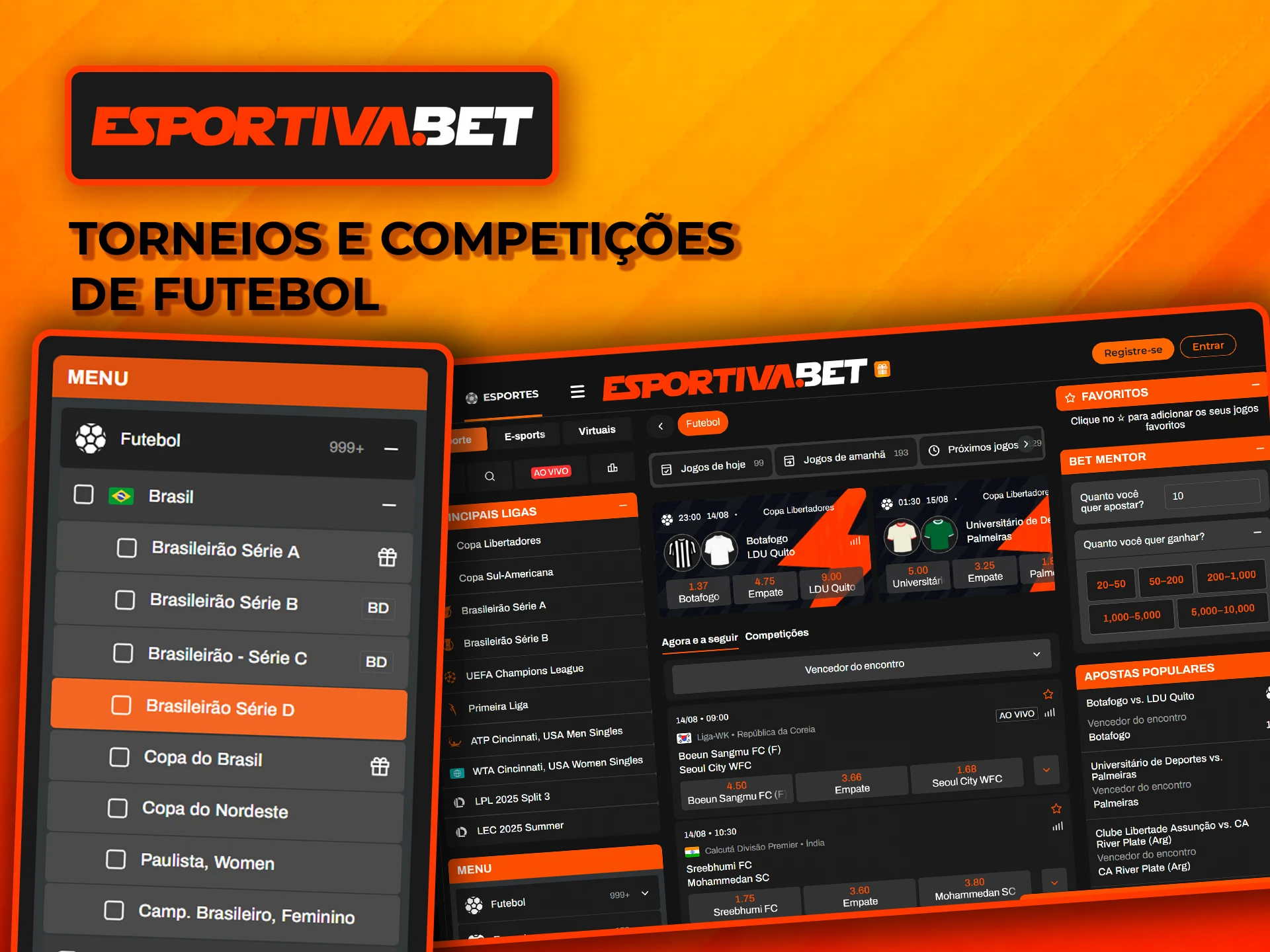 Acompanhe os torneios e competições de futebol na EsportivaBet.