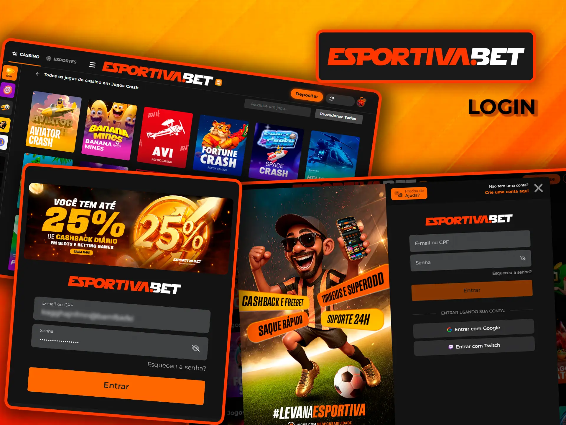 Entre na sua conta na EsportivaBet.